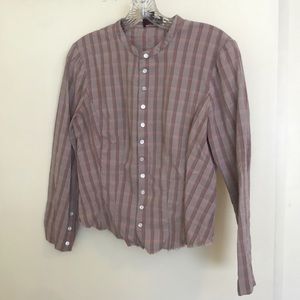 RRL Striped Band Collar Button Down Sz 2 (Small)